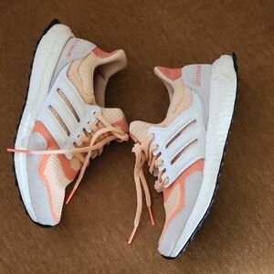 Adidas Peach and White Sneakers